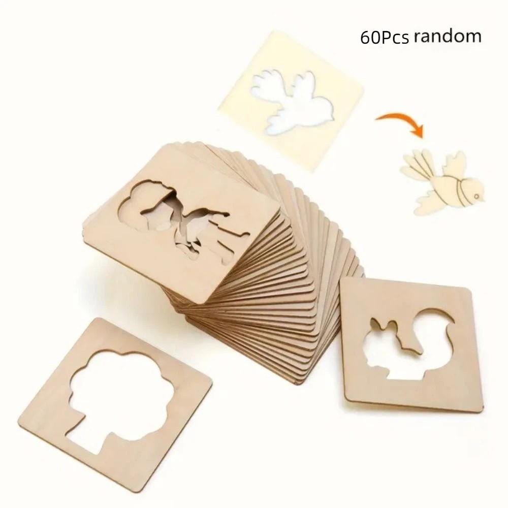 Puzzle Painting Wooden Painting Stencils for 60Pcs/set Interactive Educational Toys