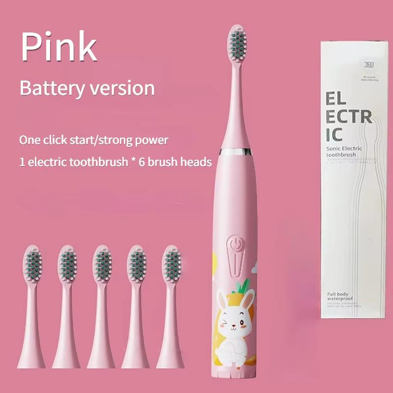 Children's Electric Toothbrush with 5 Replacement Heads Kids Cartoon Ultrasonic Sonic Battery Tooth Brushes Electric Toothbrush