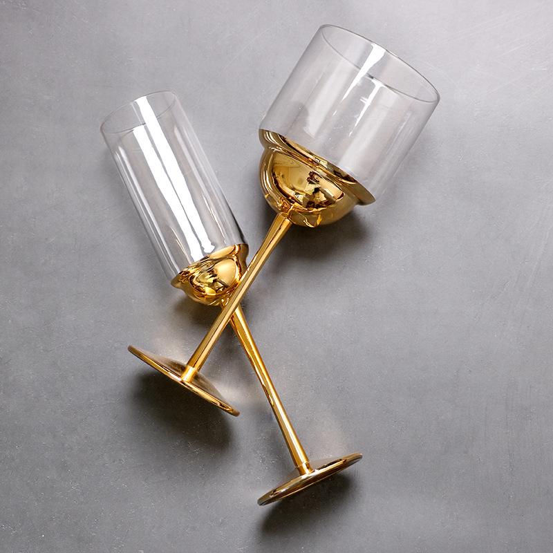 Stylish European High-Stem Electroplated Crystal Wine Glass