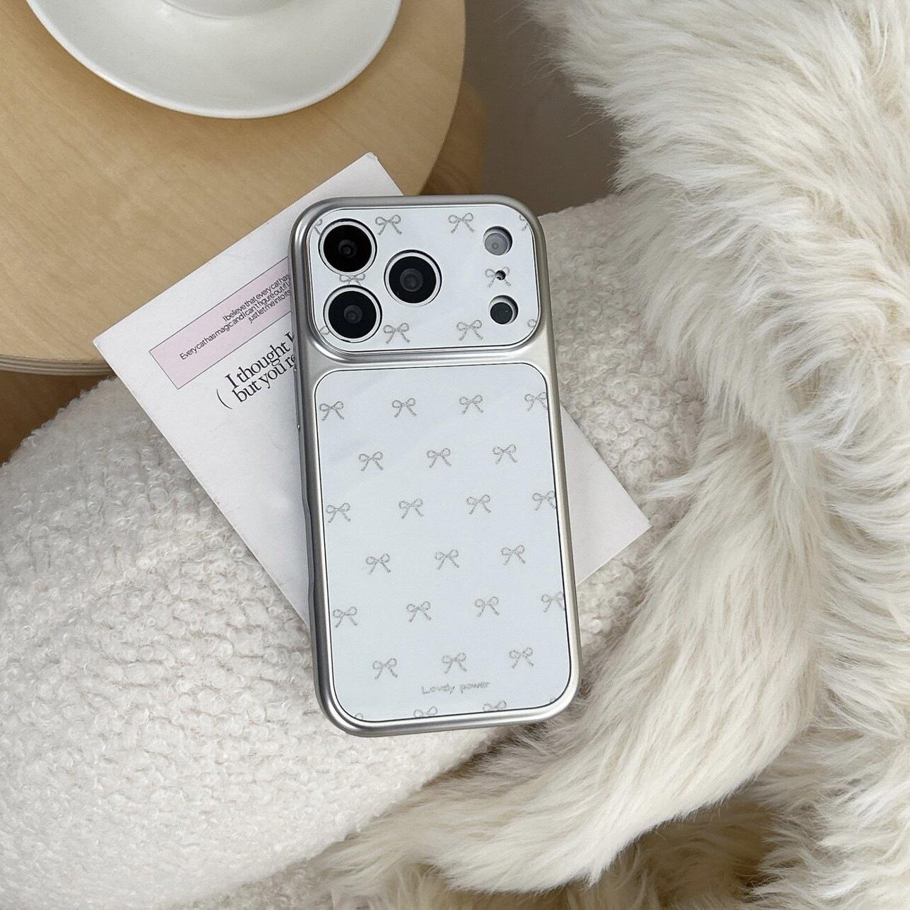 

Silver Frame Bowknot iPhone 14/13 Compatible Anti-Drop Phone Case for Apple Pro Max iPhone 13