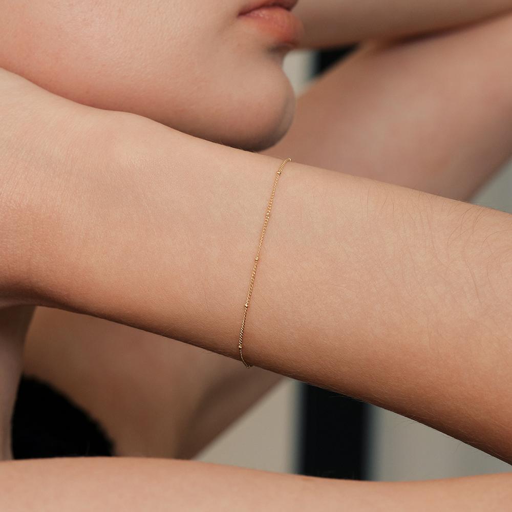 Lunne 14K Mini Bead 0.3 Curve Chain Bracelet (14K Gold) #Lfb11