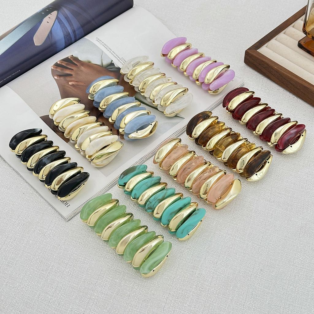 Exaggerated Style Color Smudged Resin Bracelet Bracelet Fashion Acrylic Splicing Elastic Bracelet