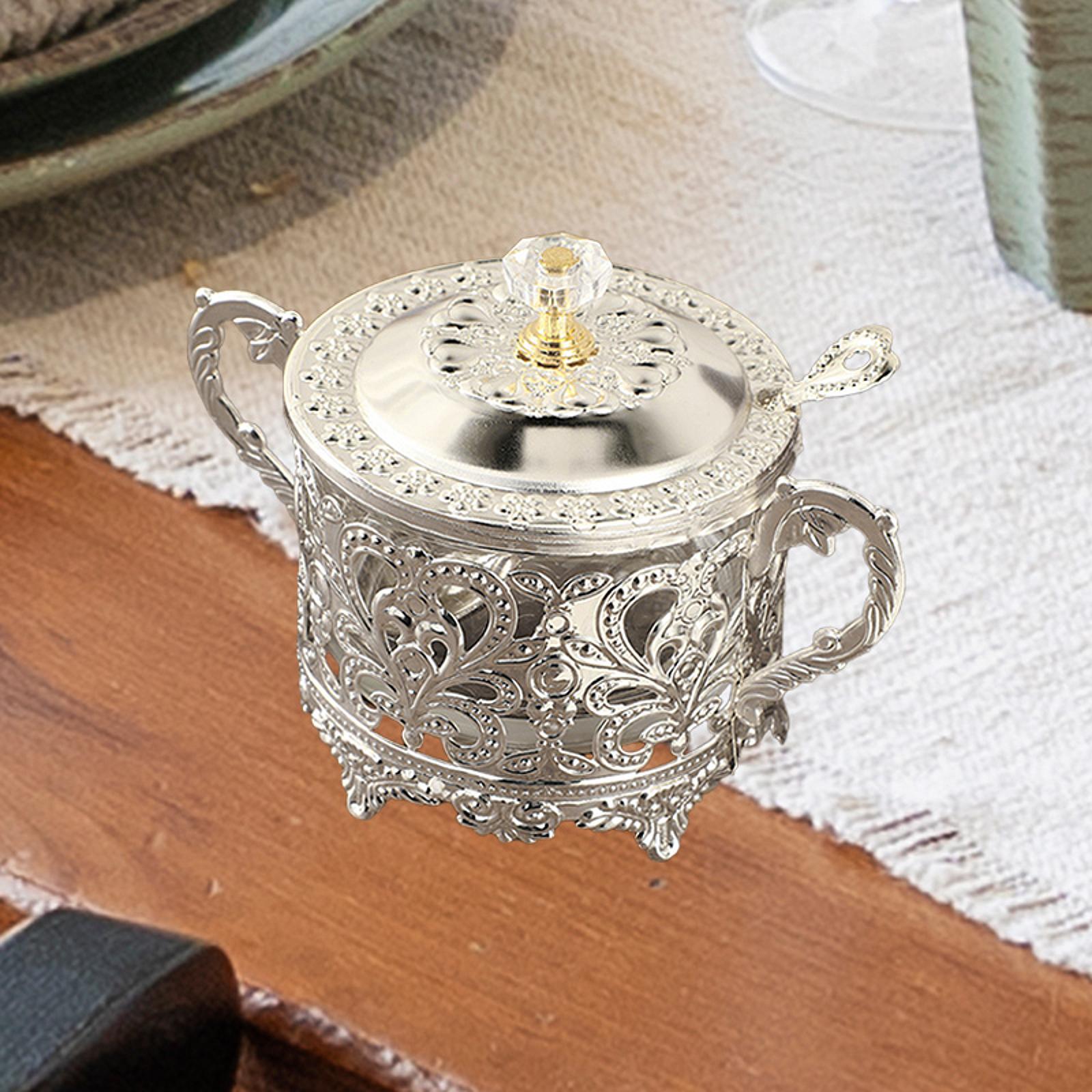 

Candy Jar Candy Holder with Lid and Spoon Reusable Multifunctional Honey Jar for серебряный