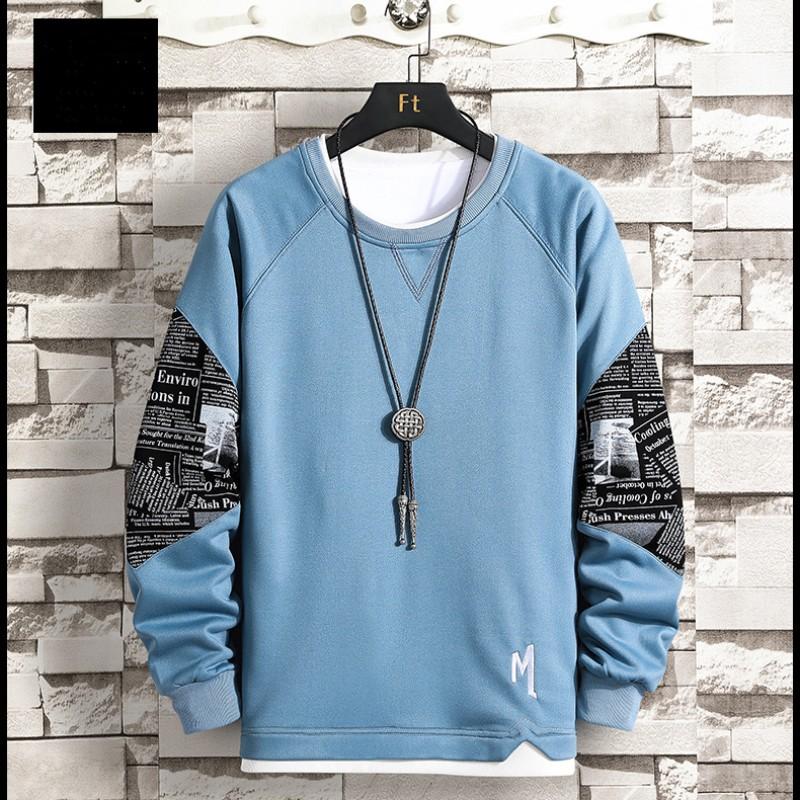 Men's Spring and Autumn New Solid Color Printed Loose Top Urban Simple Fashion Leggings Men's Hoodie