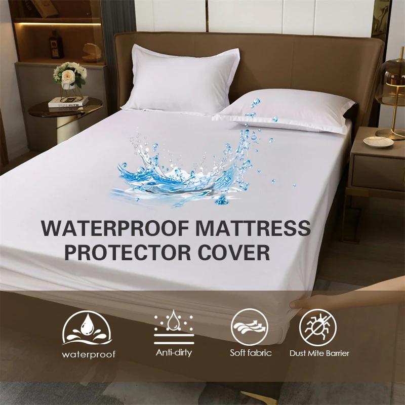 Waterproof Bed Sheet Bedcover Solid Color Bed Protector Cover Mattress Topper Quilted Cotton Waterproof Bed Sheet