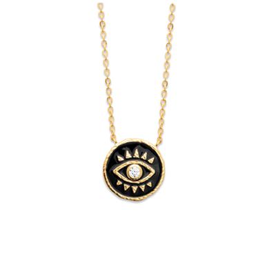 [Q8444] - Gold Plated Necklace 'Cléopatra' Black Gold (eye) - 15 Mm