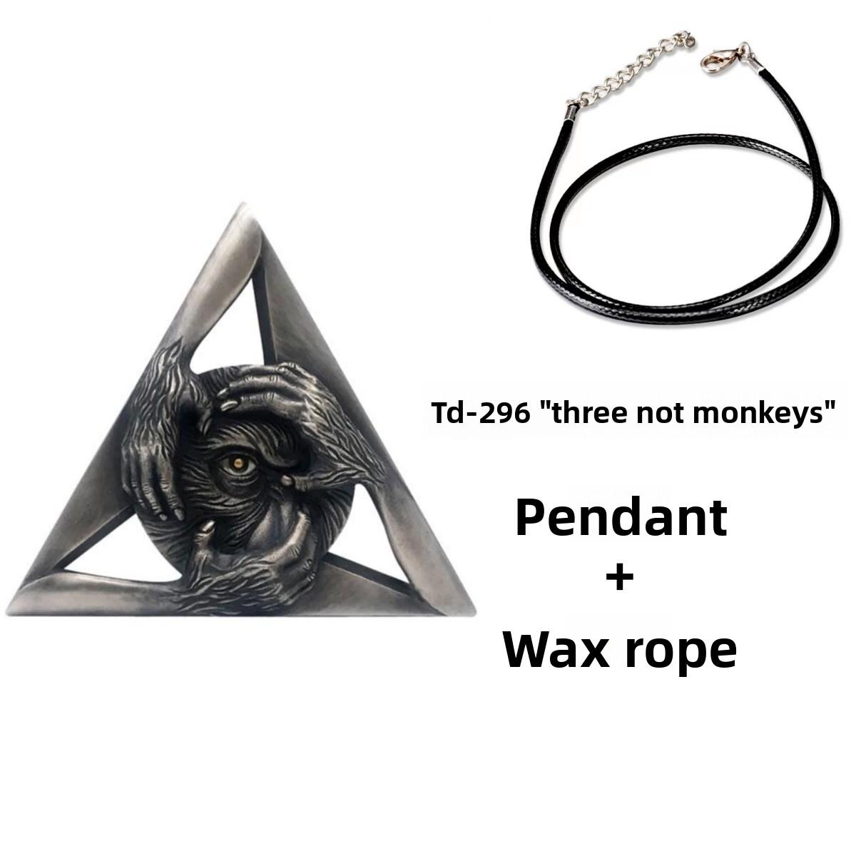 Retro Silver Necklace, Sanbu Monkey Retro Pendant, Pendant, Handmade Personalized Male Trend copper plated with thai silver