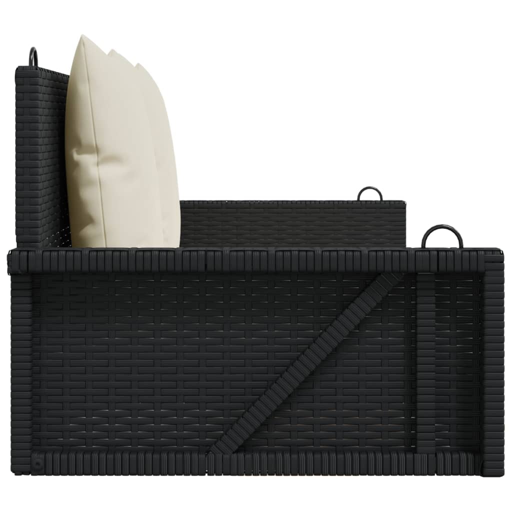 Vidaxl Ławka Bujana Z Poduszkami, Czarna, 119X56X48 Cm, Polirattan
