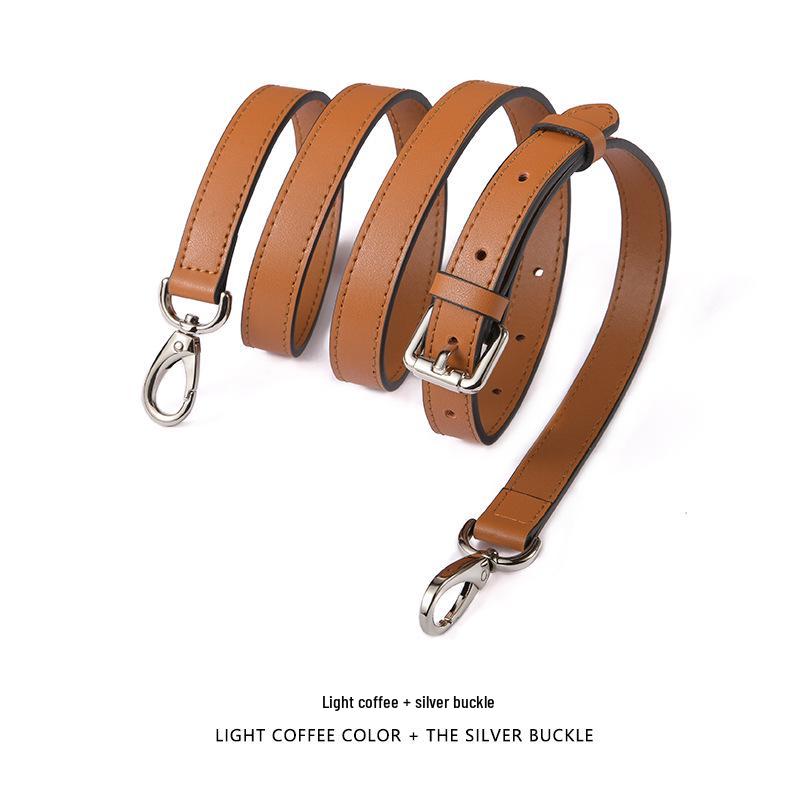 Adjustable Genuine Leather Crossbody Bag Strap - Thin Plain Weave for Women