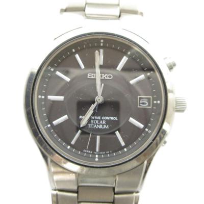 Seiko SEIKO Titanium Solar Date Black Silver Color 7B22-0AD0 Watch, Radio-Controlled, Powered, Calendar, Dial,