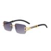 Retro Sunglasses Men'S Imitation Wood Grain Glasses Legs Sunglasses Personalized Rimless Design Glasses Sunglasses