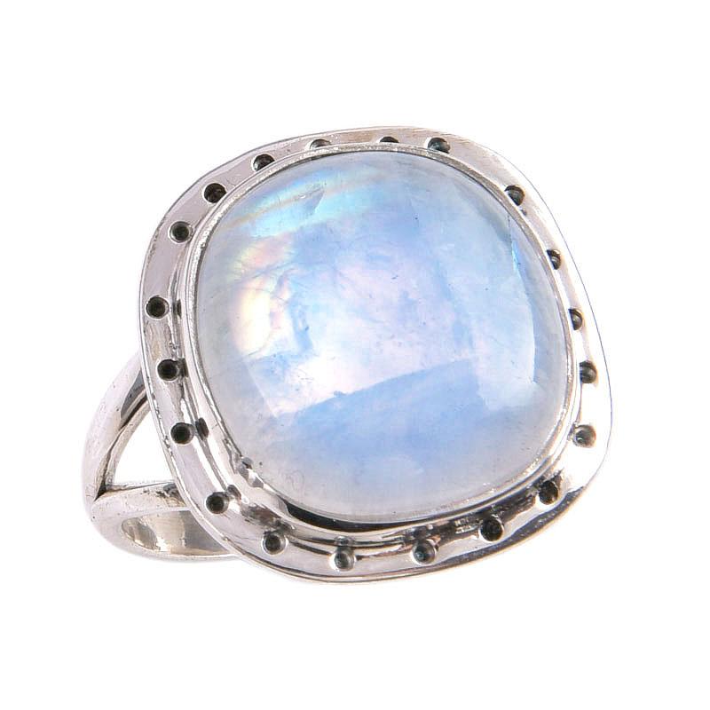 Natural Rainbow Moonstone Gemstone Handmade 925 Solid Silver Gift Ring S.6 U1Y18