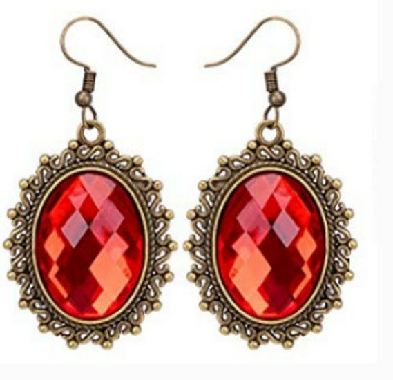 Boucles d'oreilles pendantes Baroques Vintage en Cristal et Dentelle pour Femmes - Noir.