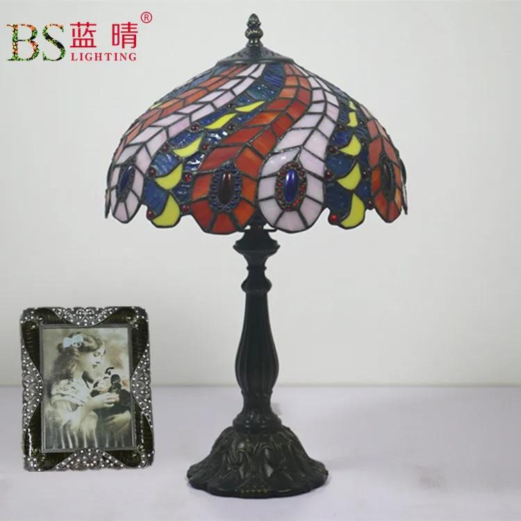 ZK30 Bedside Table Lamp Tiffany Table Lamp for Living Room Stained Glass Handmade Shade ON Off Switch Nightstand Lamps Home Deco
