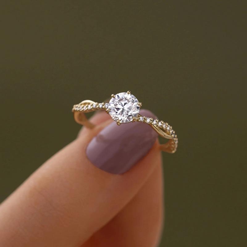 Monkton 14K Gold 925 Silver Wedding Rings for Women Classic Round Zircon Ring For Bridal Party Propose Gifts
