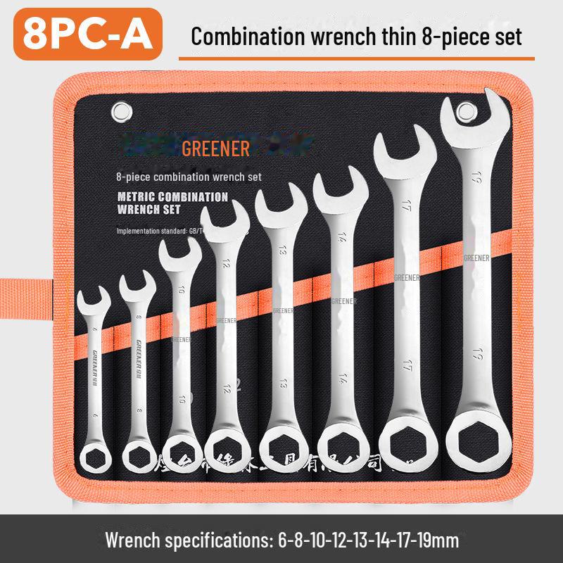 Green Forest Thin Open End Wrench Set: Complete Hardware Tool Set