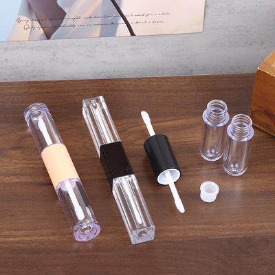 1pcs Double-Ended 2-in-1 Oval Flat Empty Lip Gloss Tubes With Wand Leak Proof Refillable Packaging Plastic Bottle Travel Kit