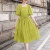 ZANZEA Women Casual Round Neck Solid Color Short Sleeve Dress