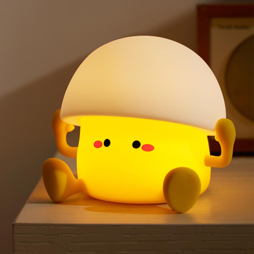 Silicone Pat Night Light Animal Bedside Lamp 2 Level Dimmable Atmosphere Light Eye Caring Cartoon Sleeping Light for Desk Decor