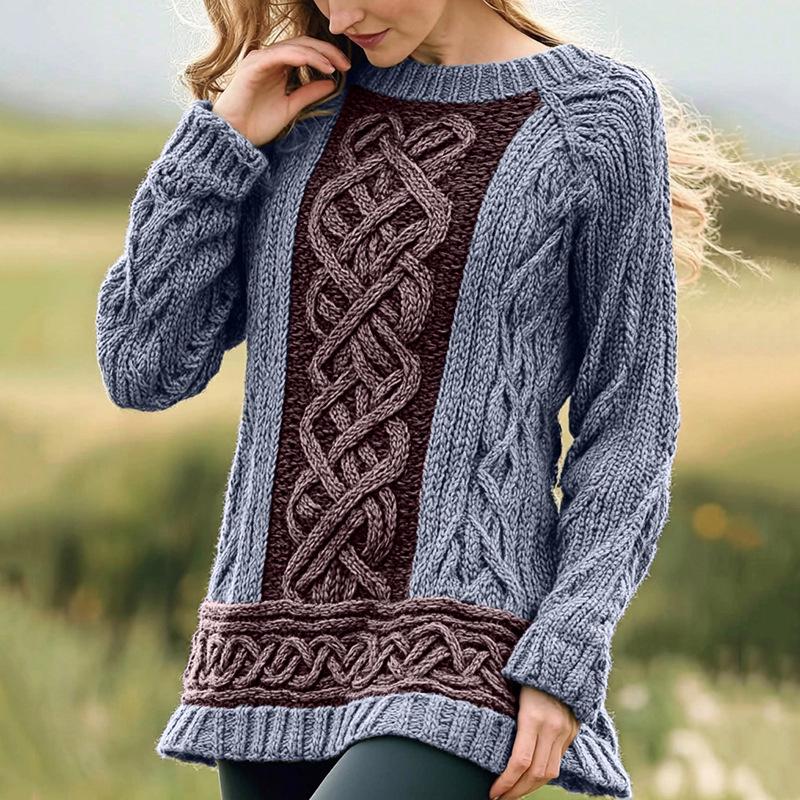 2025 Autumn/Winter 3D Print Round Neck Knit Sweater for Europe & America