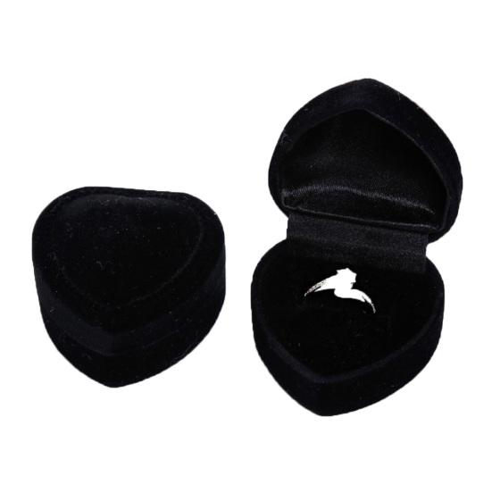 Heart Shape Finger Ring Ear Stud Jewelry Display Holder Storage Box Container