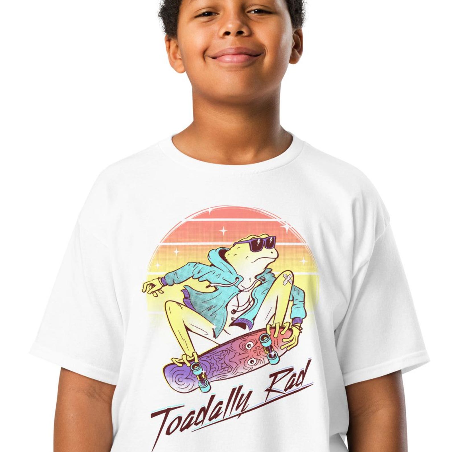 Cute frog Kids T shirt Skateboarding Tee Cool Animal Boys Shirt L