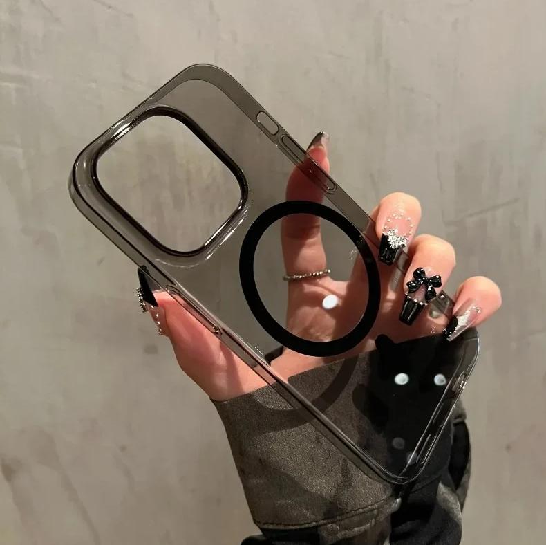 Ultra Thin Transparent Hard Phone Case For iPhone 15 17 Air 16 14 13 12 Pro Max Plus Magsafe Wireless Charge Magnetic Funda Capa