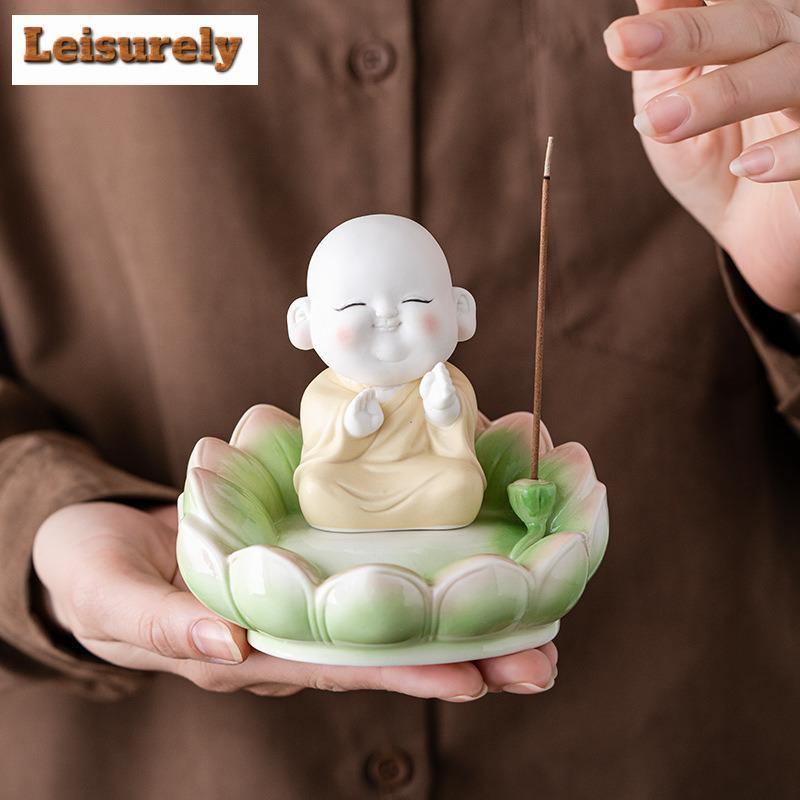 Lotus Little Monk Incense Holder Mist Smoking Steamers Incense Burners Aromatherapy Censer Tea Ceremony Supplies Decoration Gift