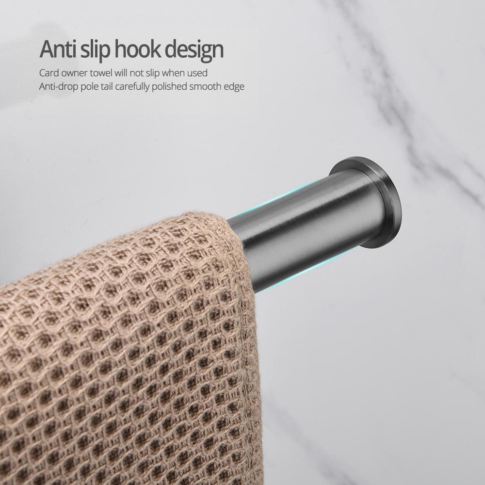 Gunmetal Towel Rack Set 60CM Single Towel Bar 304 Stainless Steel Towel Holder Hook Tissue Holder Bathroom Accession Never Rust