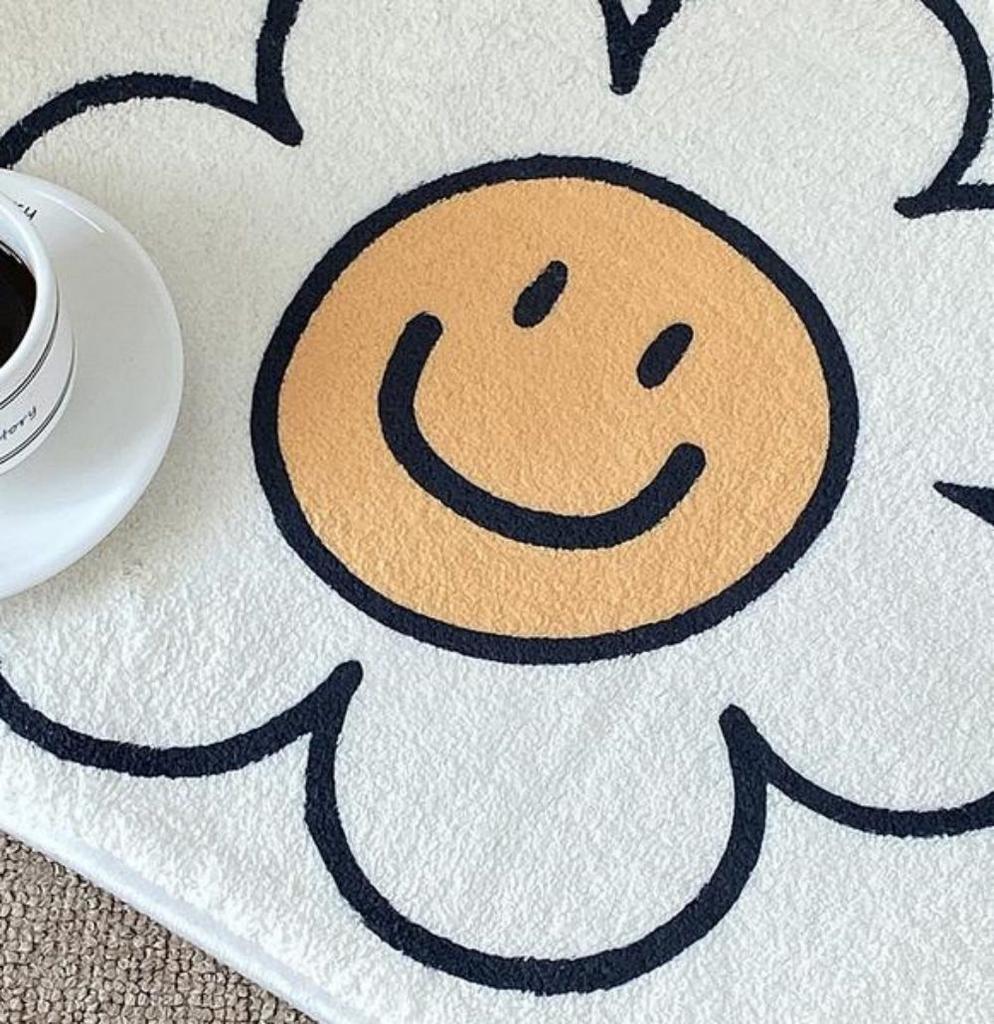 VIKAMA Floral Faux Cashmere Carpet, Living Room Entrance Foyer Door Mat, Bedroom Decoration, Home Bathroom Floor Mat