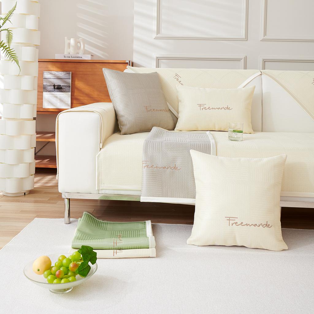 Pure Ice Silk Sofa Cushion Summer Simple Modern Cushion Seat Cushion Non-slip Cushion Cover Backrest Towel Cover
