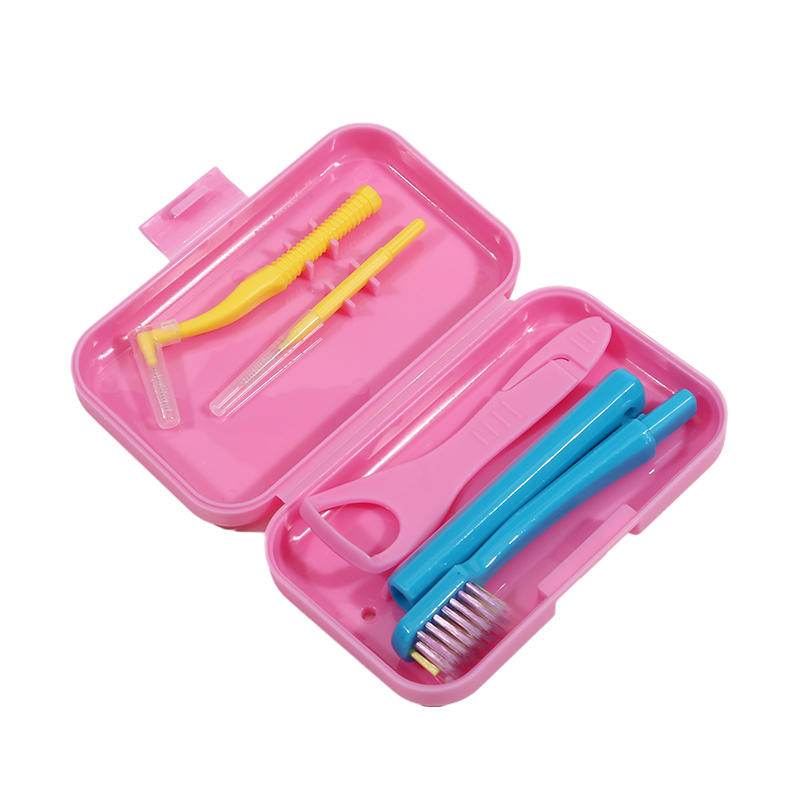 Truse de îngrijire pentru curățarea dentară Truse portabile de curățare orală de călătorie Periuță de dinți detașabilă Periuță interdentală Cutie de depozitare pentru racletă pentru limbă