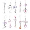 Butterfly Knots Heart Phone Lanyard Bow Phone Chain Wrist Straps Beaded Cellphone Straps Colorful Keychain Ornament