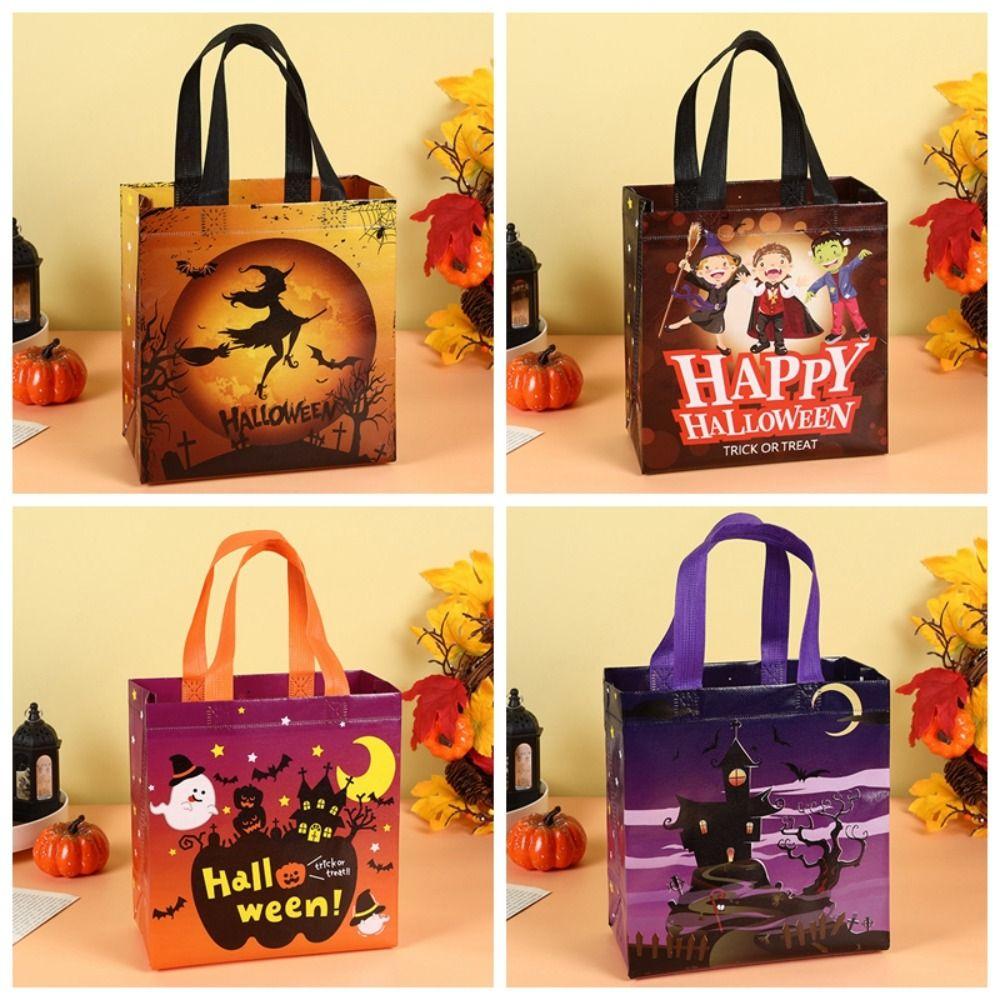 Pumpkin Halloween Tote Bag Handbag Halloween Gift Bag Foldable Halloween Non-woven Bag  Girl