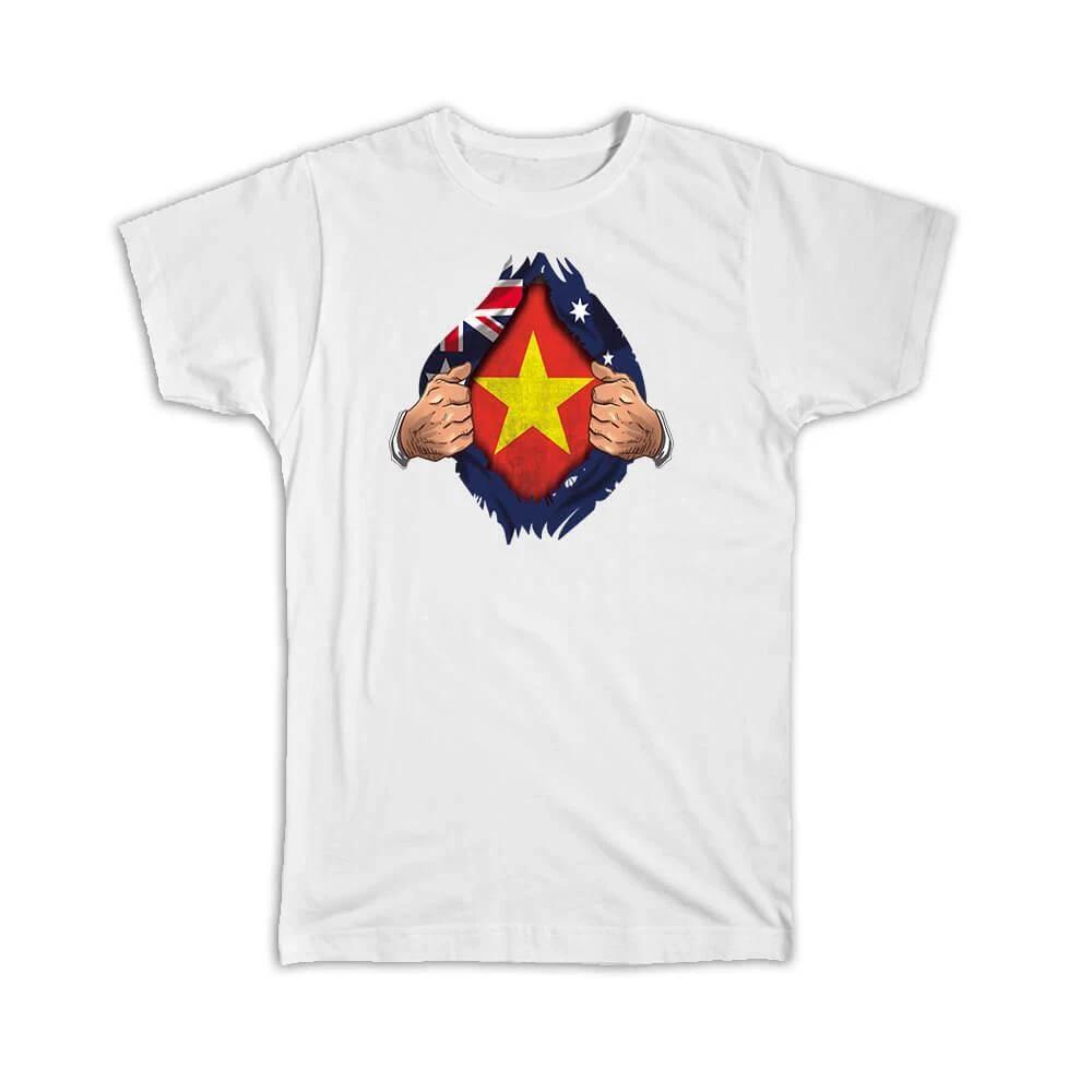 Gift T-Shirt : Vietnam Australian Flag Chest Vietnamese L