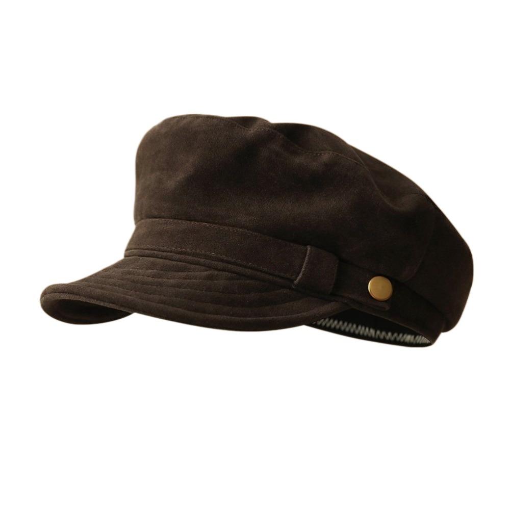 Flat Top Suede Berets Short Brim Painter Hat Casual Newsboy Hat  Women