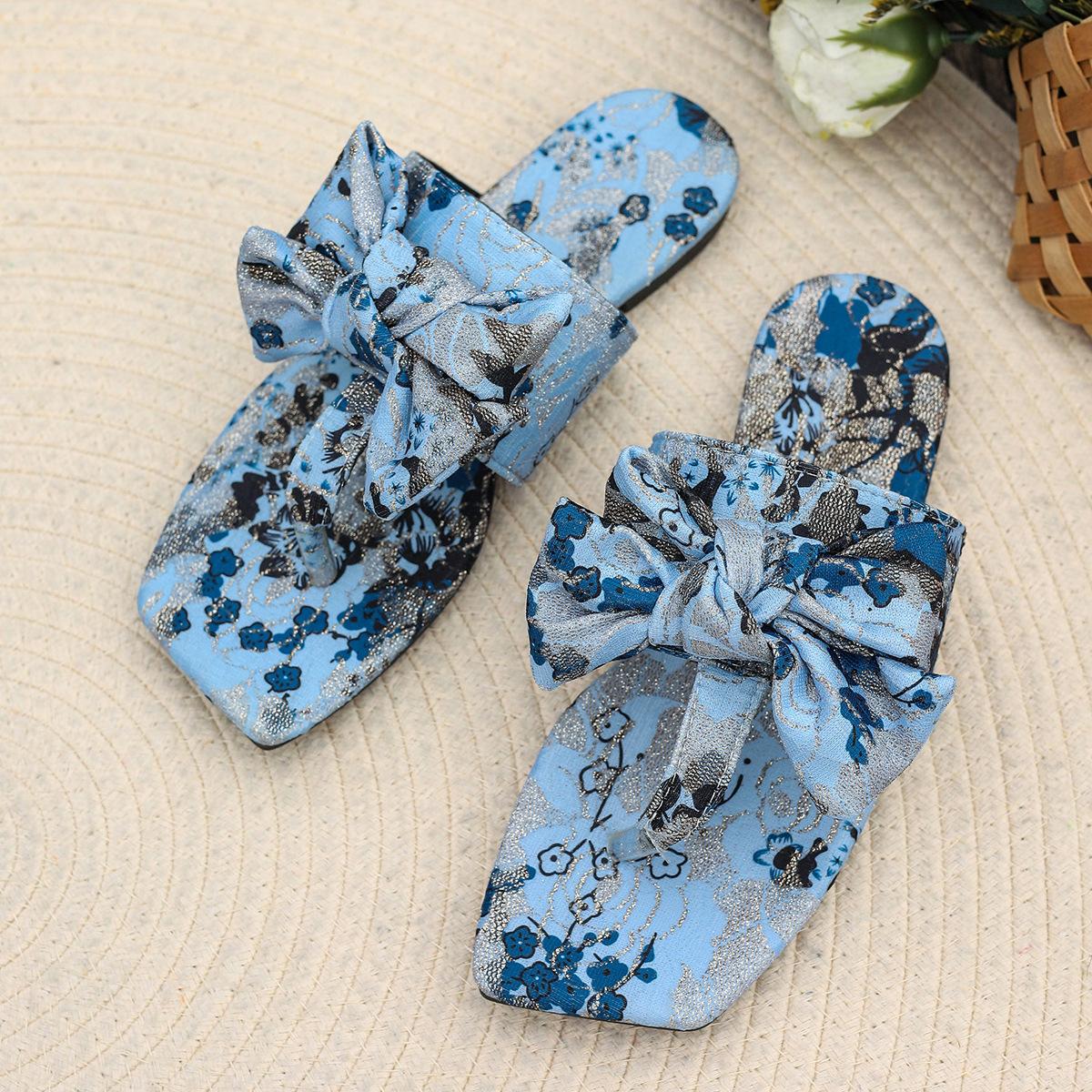 

Large size bow colored toe sandals women s 2024 summer new women wear beach holiday slippers 36 небесно-голубой