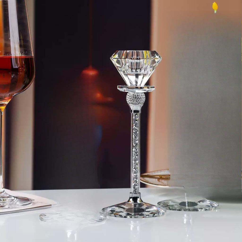 Creative Diamond Shaped Glass Candlestick Dining Table Romantic Decoration Wedding Candlestick Home Decoration Exquisite Gift