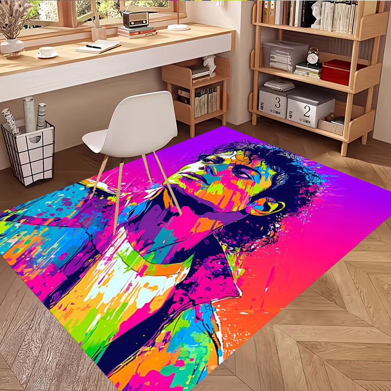Michael Jackson Print Rug, Washable Floor Carpet, For Entryway Dorm Laundry Room Office Study, Home Decor Birthday Christmas Gift