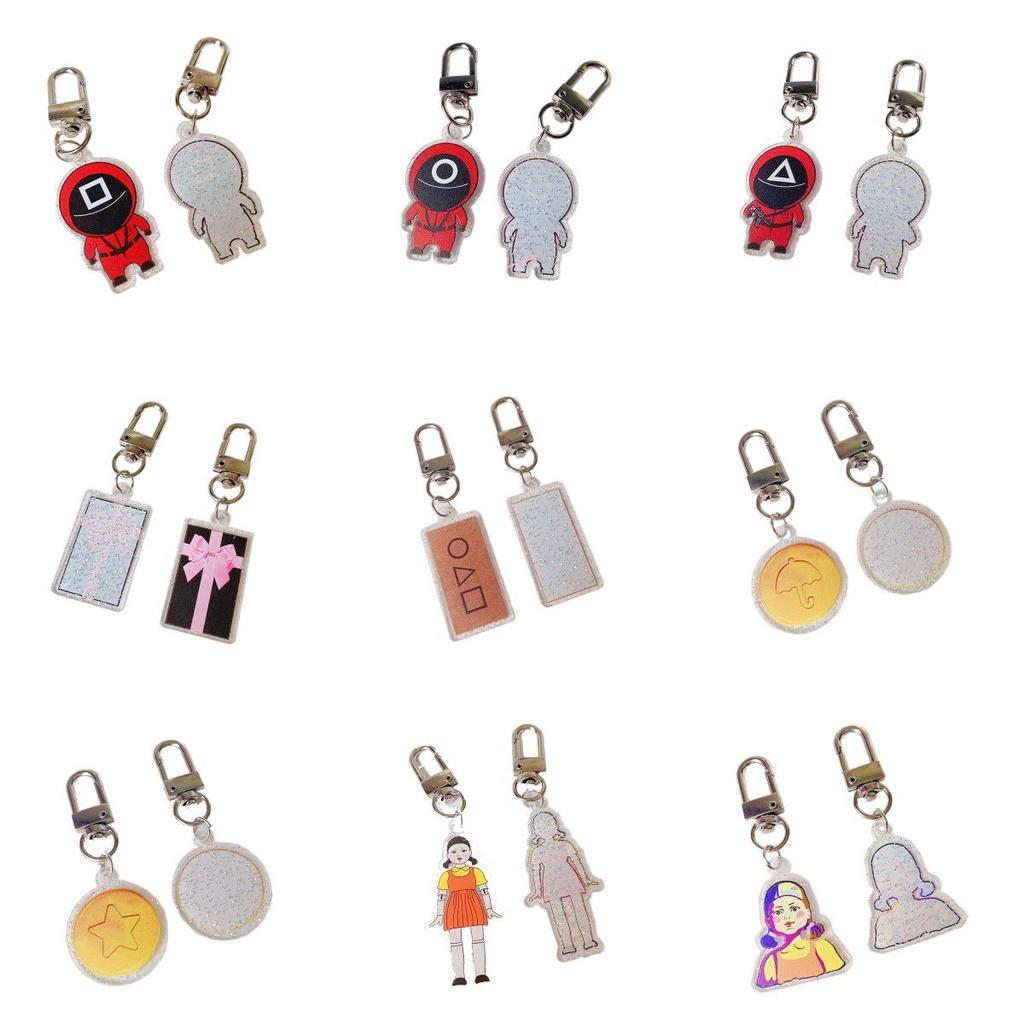 Game Squid Keychain Guard Replica Doll Dalgona Cookies Figure Key Pendant Ring