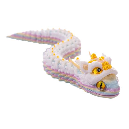 10" 3D Printed Snake Toy Movable Articulated Lion Dance Snake Figurine Flexible Animal Fidget Toy for Kids Collectors Home Office Executive Desk Decor
