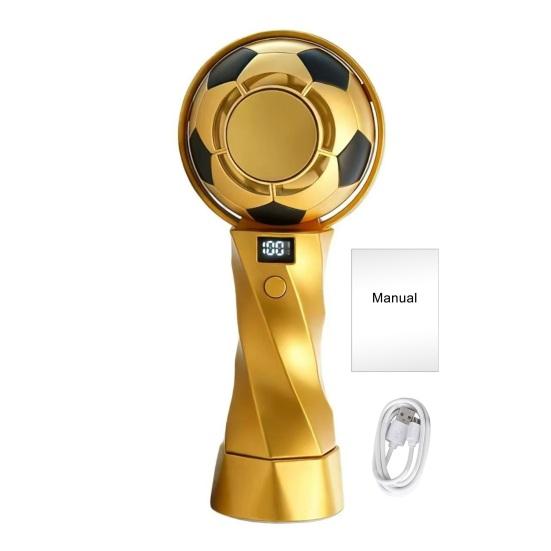 

Portable Football Fan Small Handheld Fan 6-Speed Wind LED Display USB Charging Lightweight Travel Fan Quiet Personal Fan золотистий