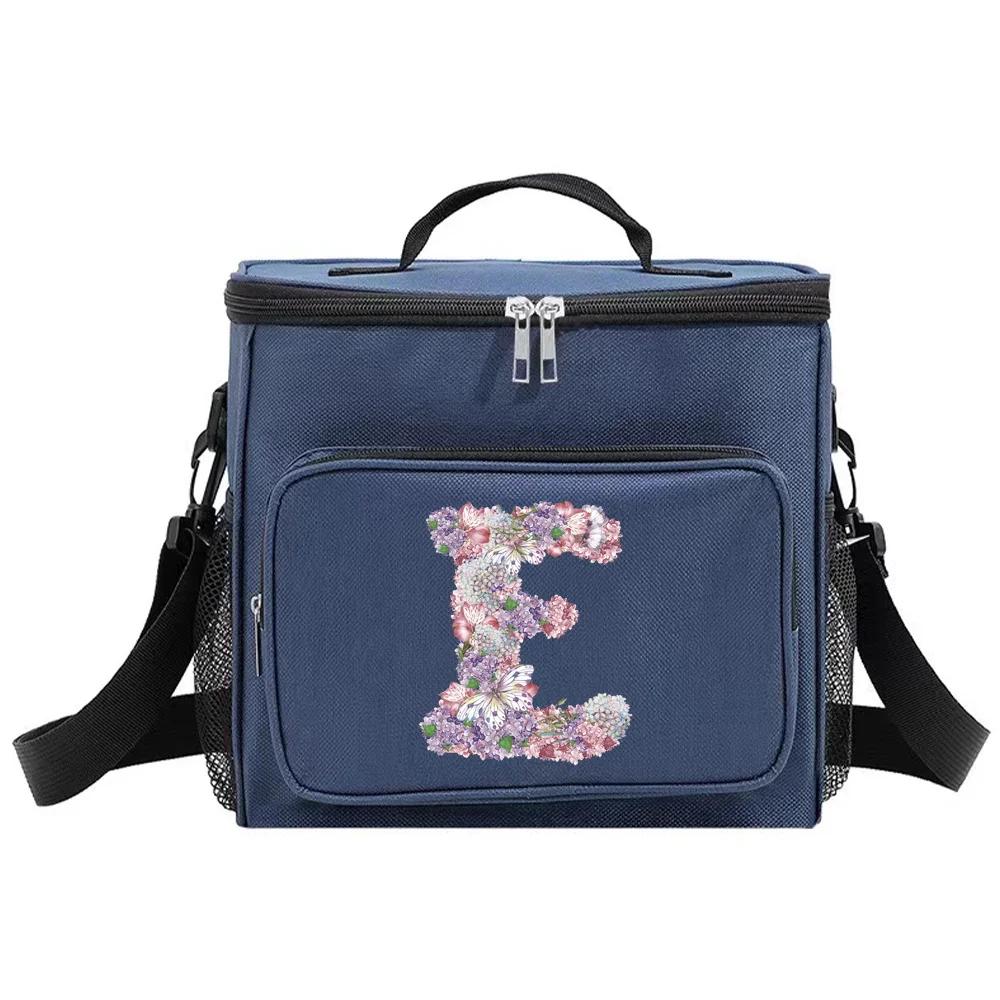 Lunch Bag Thermal Handbag Cooler Organizer Case Waterproof Outdoor Travel Shoulder LunchBox for Men and Women Rose Flower Print