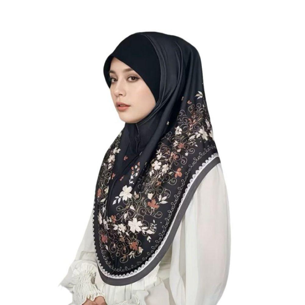 Breathable Eid Al-Fitr Long Floral Turban Adjustable Multiple Colors Printed Arab Lady Headscarf Versatile Cotton