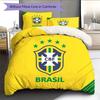 Brazil National Football Team  Pattern Bedding Quilt Set  Home Decoration  Gift (1 * duvet cover + 2 * pillowcase  without core)