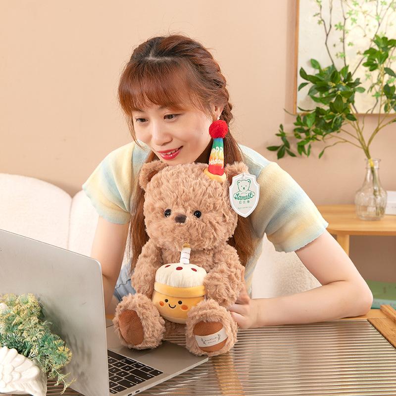 Cute Rabbi Birthday Bear Plush Toys for Friends Fox Pillow Cake Gift Event Ornaments