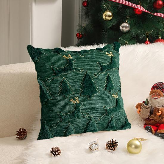 Christmas Pillowcase 3D Embroidery Tree Pattern Winter Holiday Throw Pillow Cushion Cover Festive Home Decor