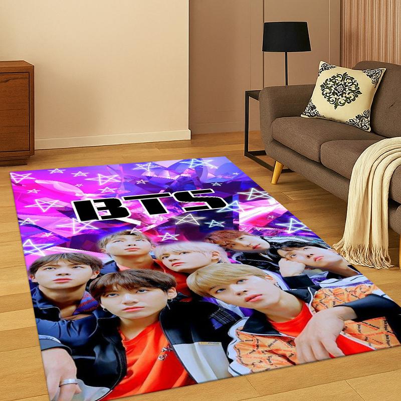 Fashion B-BTS Kpop Soft Area Rug for Bedroom Living Room Sofa,Non-Slip Carpet for Kids,Cozy Floor Mat Doormat Home Decor