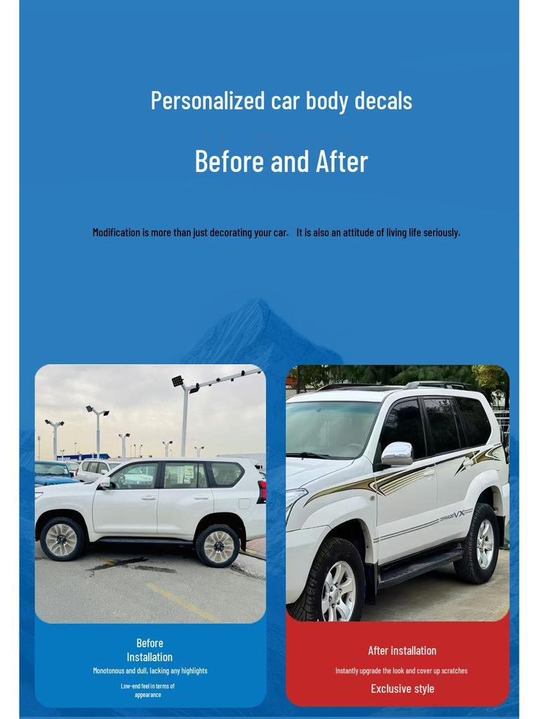 Toyota Prado Body Stripes, 2003-2009 Decals for Car Waist Decoration