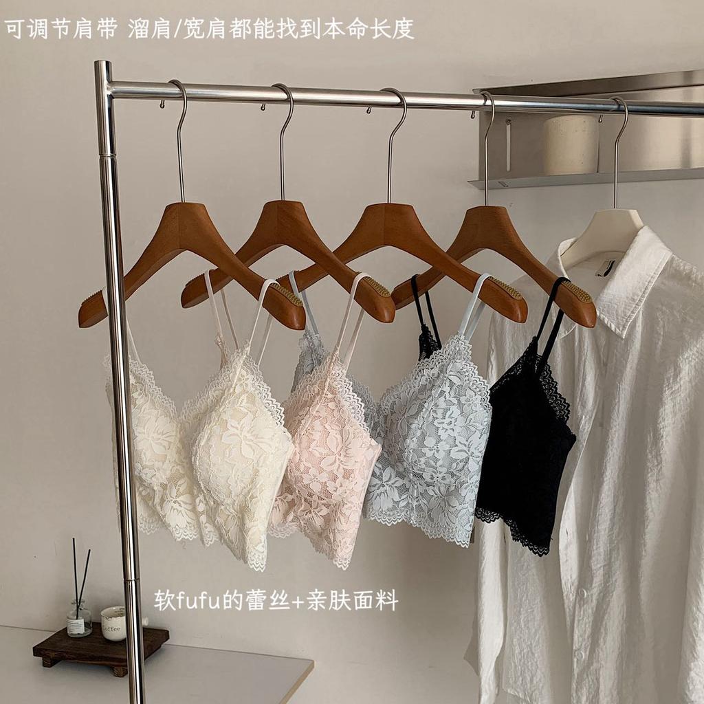 Pure desire style beautiful back lace suspender with chest pad integrated fixed cup tube top base inner vest coat